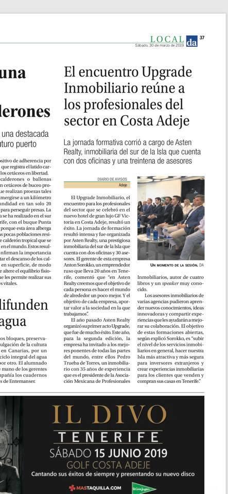 Upgrade Inmobiliario in de krant 