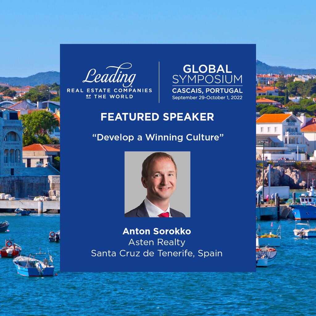 Anton Sorokko from Asten Realty speaks at Leading Real Estate Companies of the World Global Symposium in Cascais, Portugal